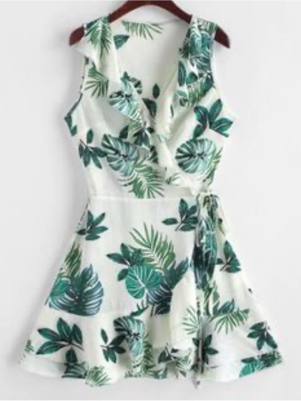 Zaful White Tropical Leaf Print Mini Dress